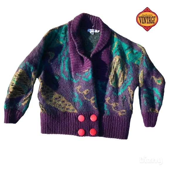 🎉2/$30 Vintage Wool Mohair Oversized Pattern Sweater Unique Design EUC - Picture 9 of 9